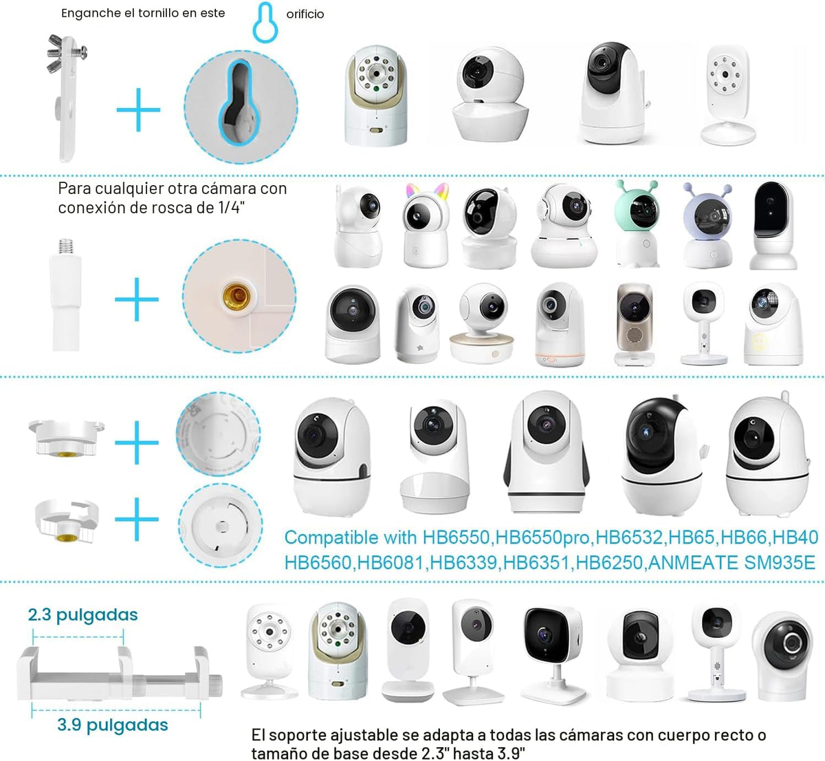 Soporte de pie para monitor de bebé de altura ajustable de 67 pulga...