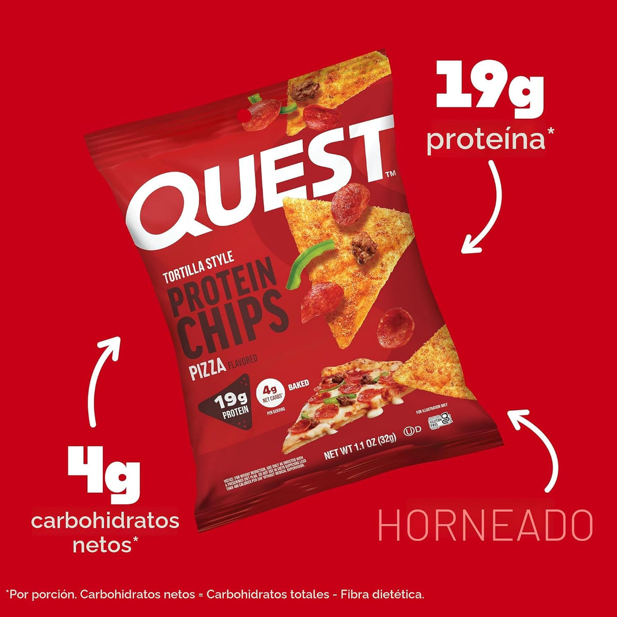 Quest Nutrition Pizza Tortilla Style Protein Chips, 0.74 oz de prot...