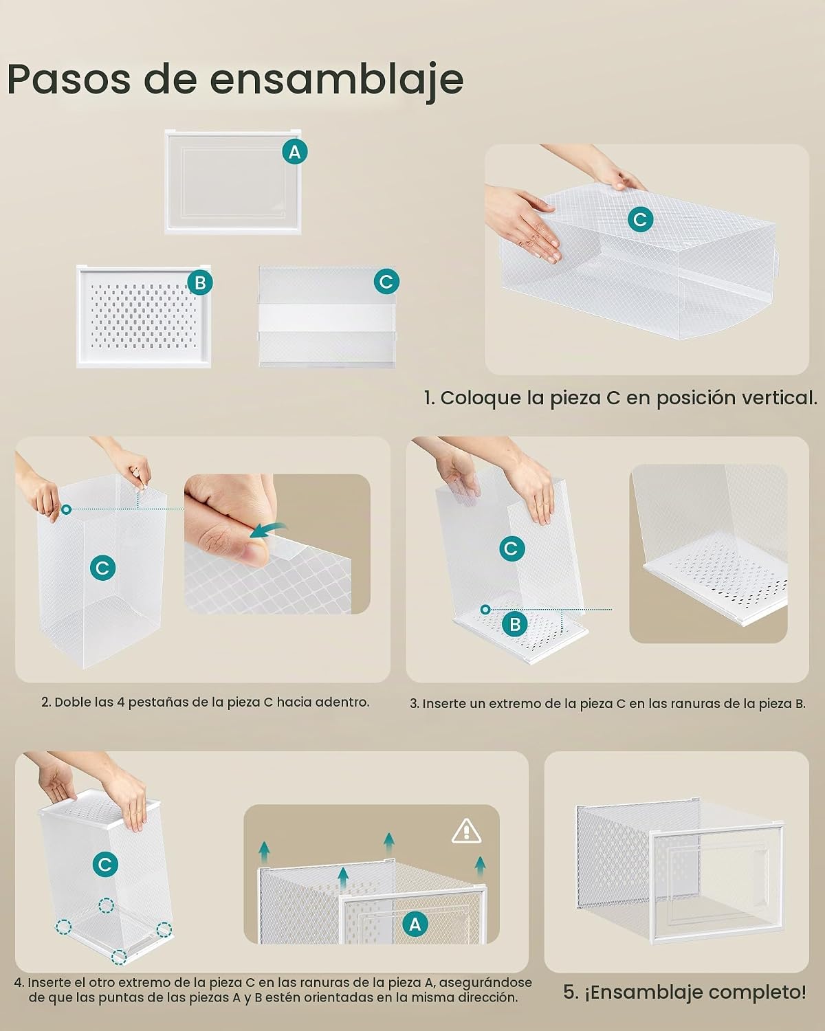 SONGMICS Cajas de zapatos, caja de plástico transparente, paquete d...