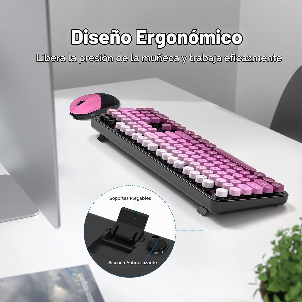 MOFII Combo de teclado y mouse inalámbricos, tamaño completo 2.4G,...