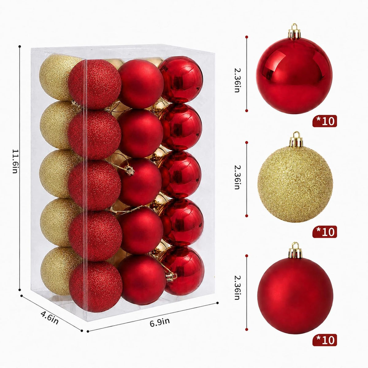 Adornos de bola de Navidad de 30 quilates, decoración de árbol de N...
