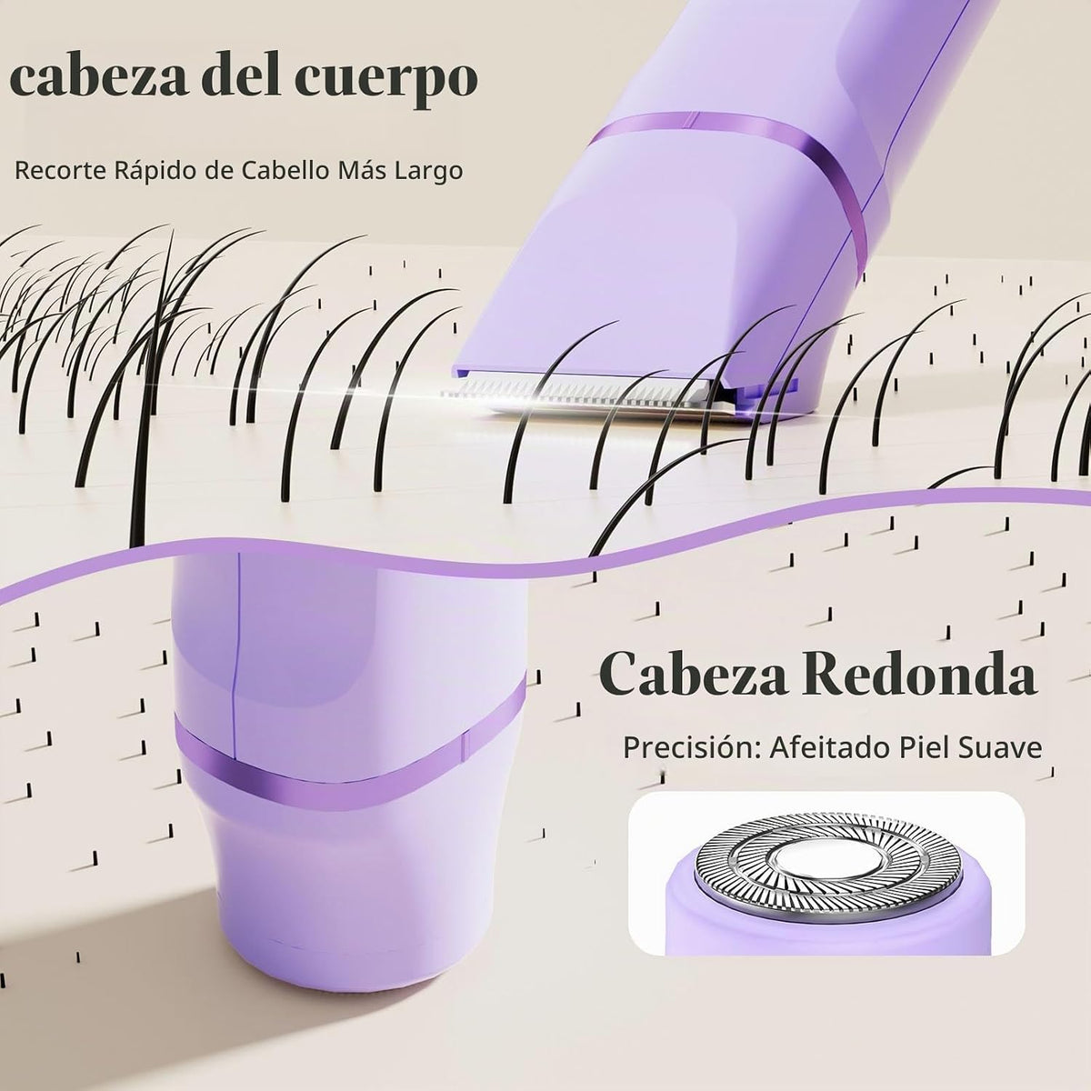 Risina Recortadora de bikini 2 en 1 para mujer, maquinilla de afeit...