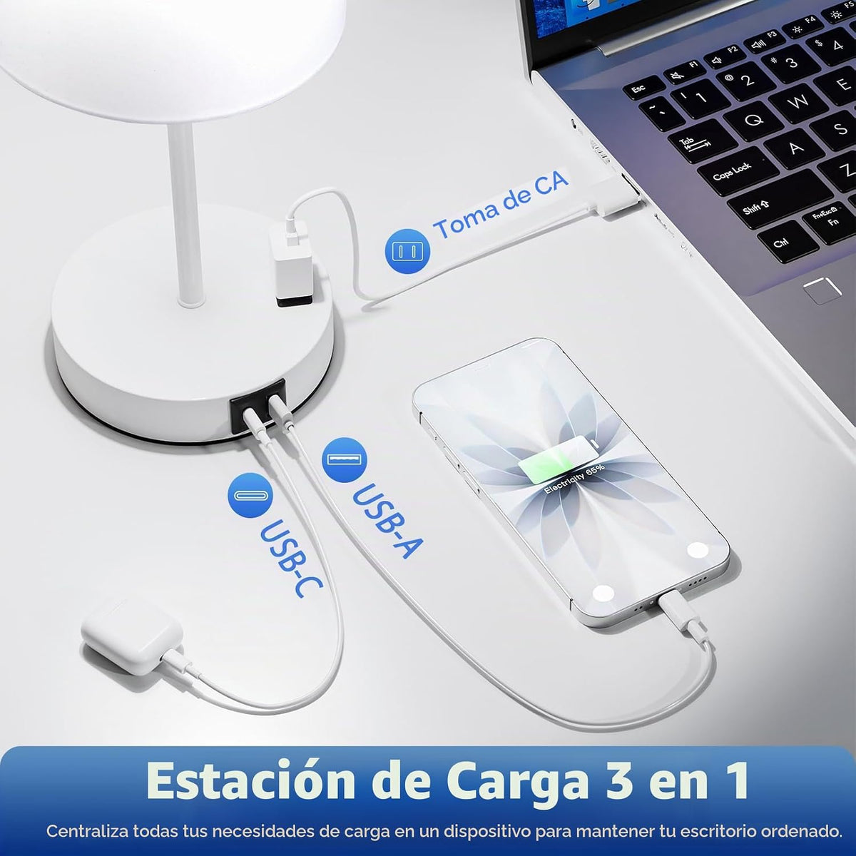 Juego de 2 lámparas táctiles blancas de 17.6" para dormitorio,...