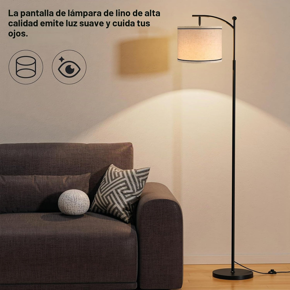 Ambimall Lámpara de pie de 60 pulgadas para sala de estar con 3 tem...
