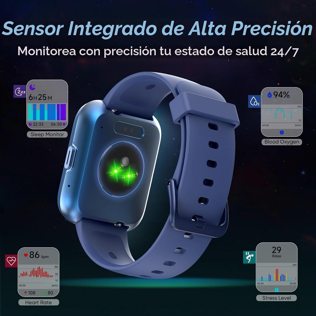 Fitpolo Relojes inteligentes para hombres\/mujeres, 1.8'' c...