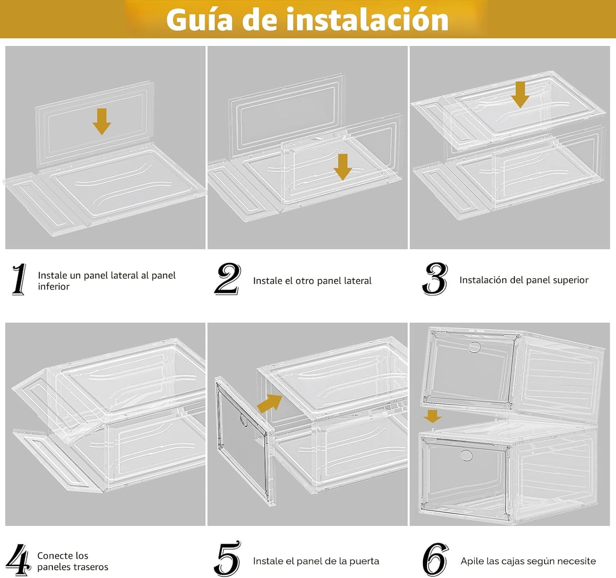 Paquete de 12 organizadores de zapatos, cajas de almacenamiento api...