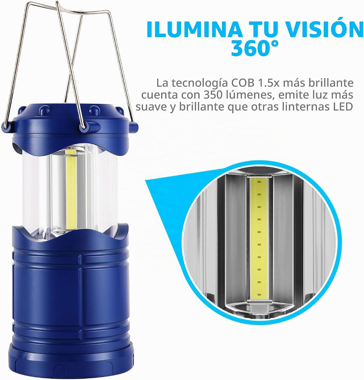 Lichamp Linterna LED de camping, paquete de 4 linternas alimentadas...