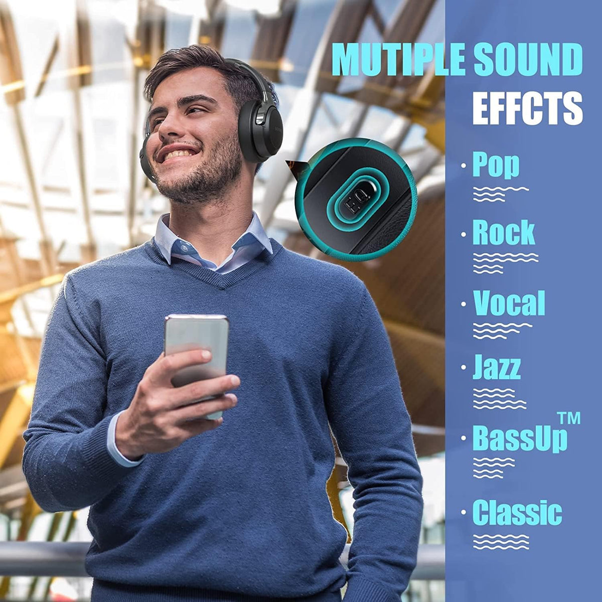 BERIBES Auriculares Bluetooth sobre la oreja Auriculares estéreo |...