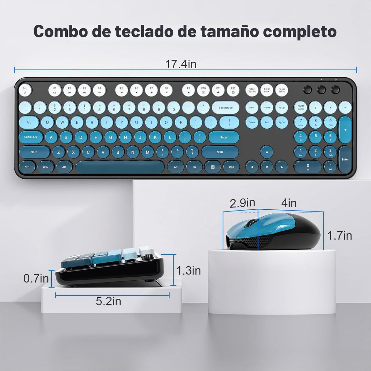 MOFII Combo de teclado y mouse inalámbricos, tamaño completo 2.4G,...