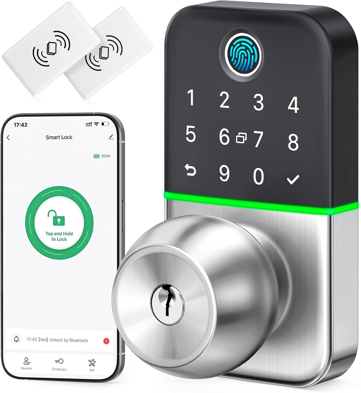 Cerradura de puerta inteligente con teclado y pomo: Cerradura de en...