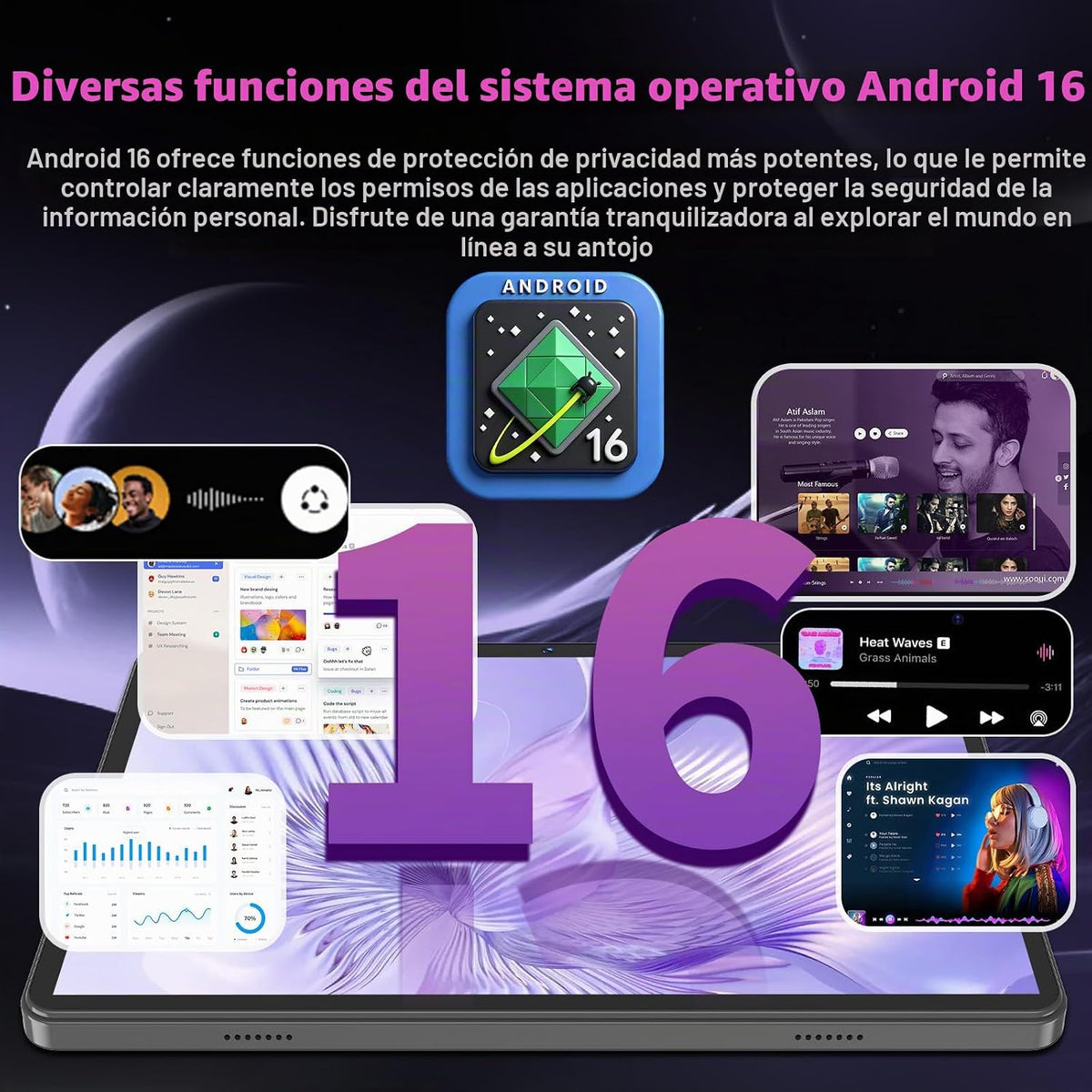 2026 Android 16 Tablet con teclado - Tableta electrónica de 10 pulg...