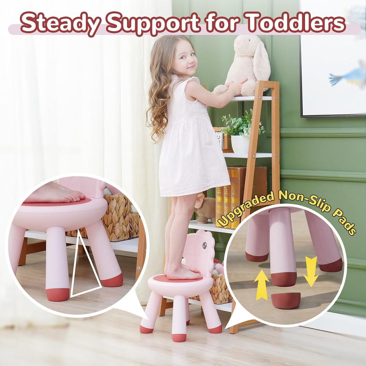 KidBloom - Silla para niños, silla resistente para niños, color ros...