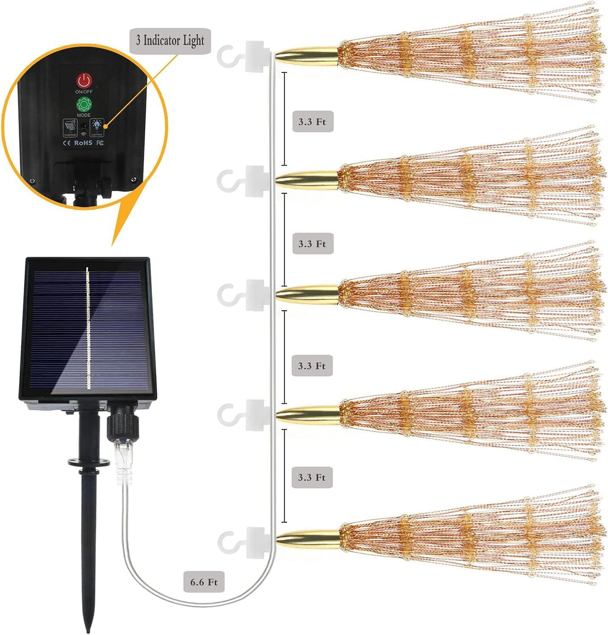 PXBNIUYA Paquete de 5 1000 luces solares de esfera con forma de exp...
