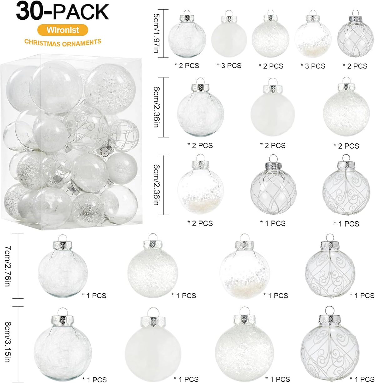 Wironlst Adornos de Bolas de Navidad Irrompibles Transparentes de P...