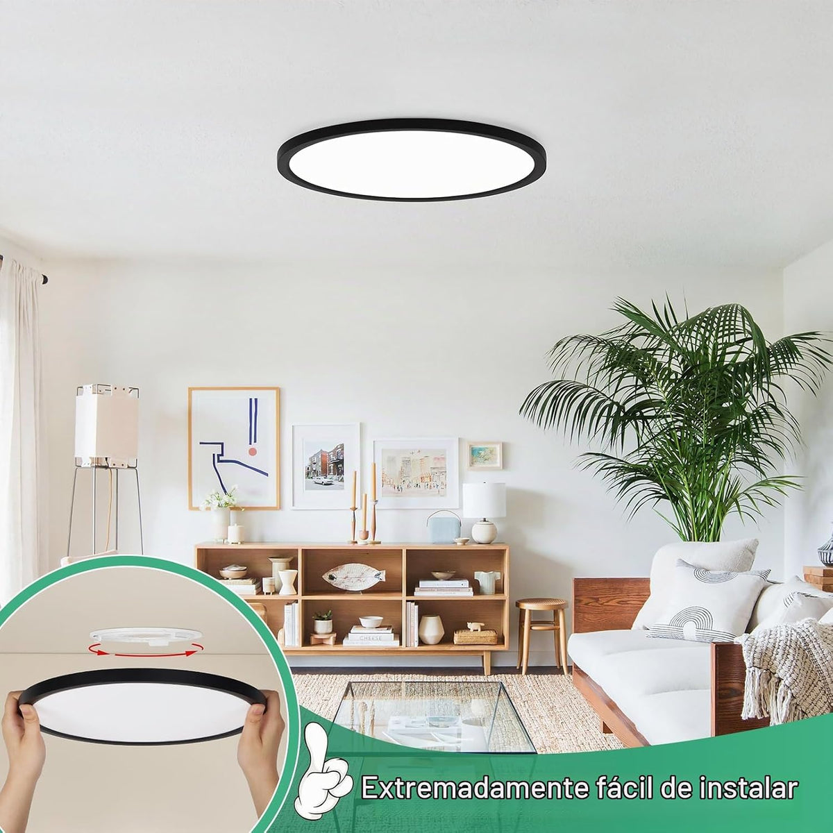 Brightever Lámpara LED de techo empotrada de 12 pulgadas, regulable...