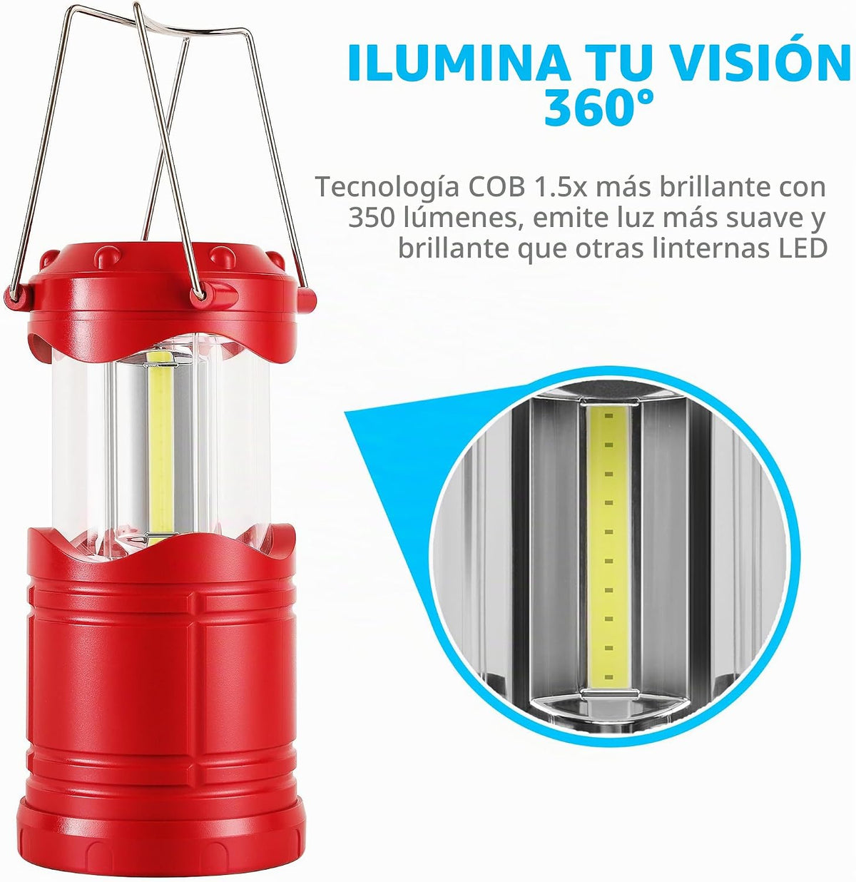 Lichamp Linterna LED de camping, paquete de 4 linternas alimentadas...