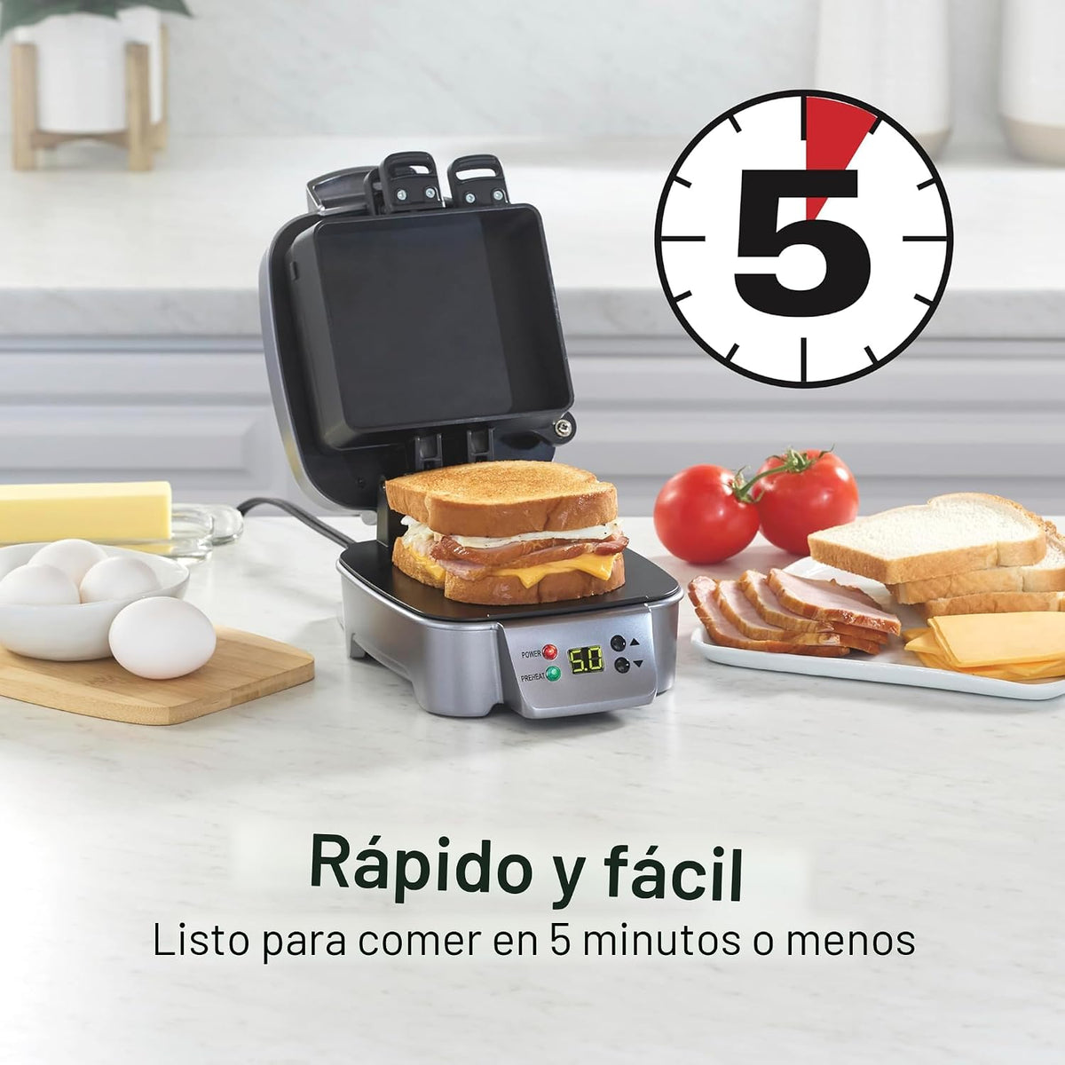 Hamilton Beach Apilador de sándwiches rápido y personalizable | 21...