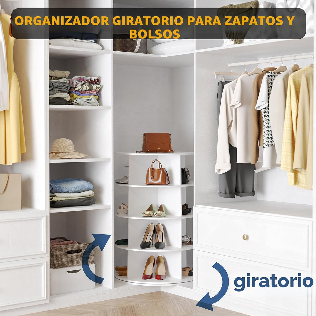 SpaceAid Torre Zapatero Giratorio de 4 Niveles, Exhibidor Giratorio...