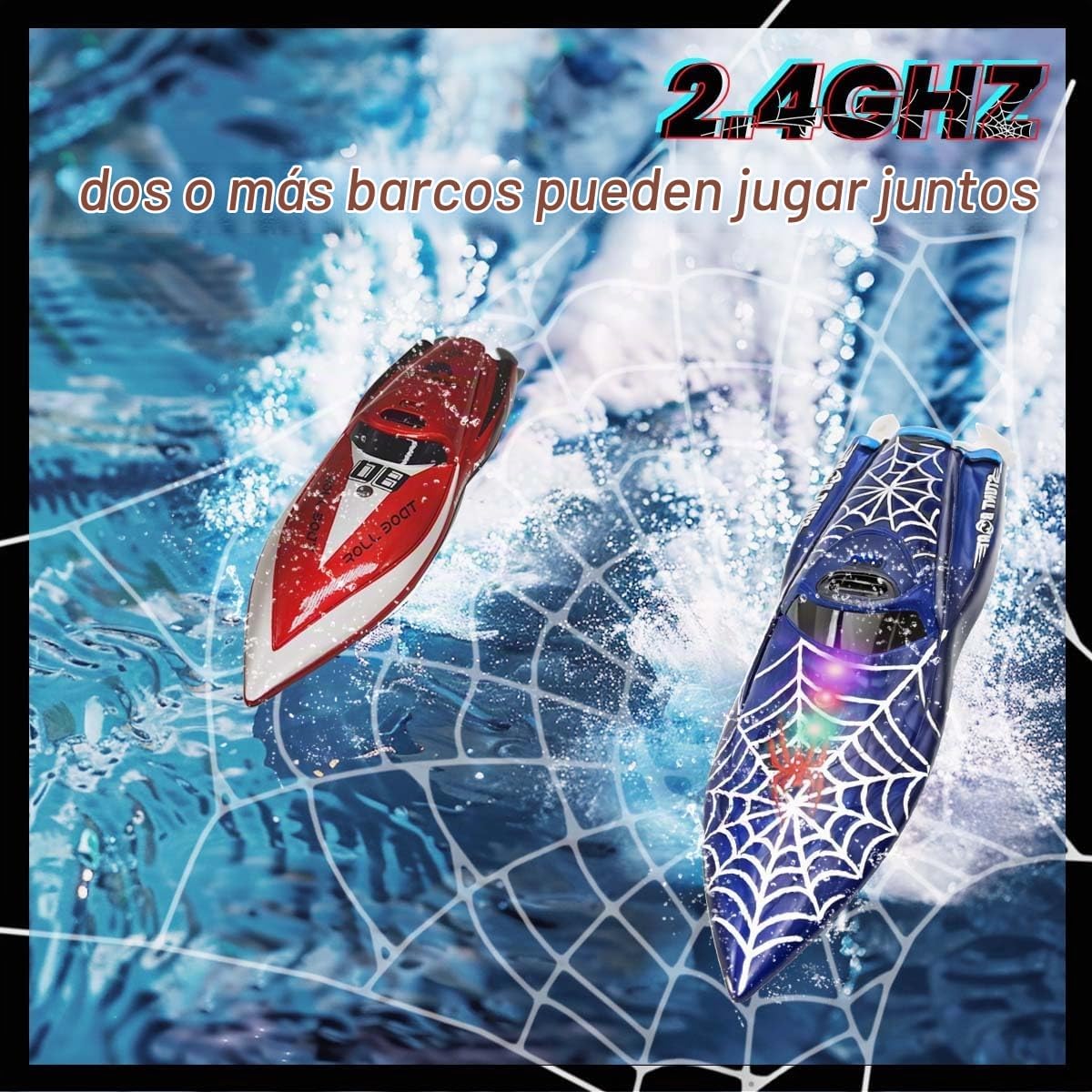 LAFALA - Mini araña de control remoto barco RC barco LED recargable...