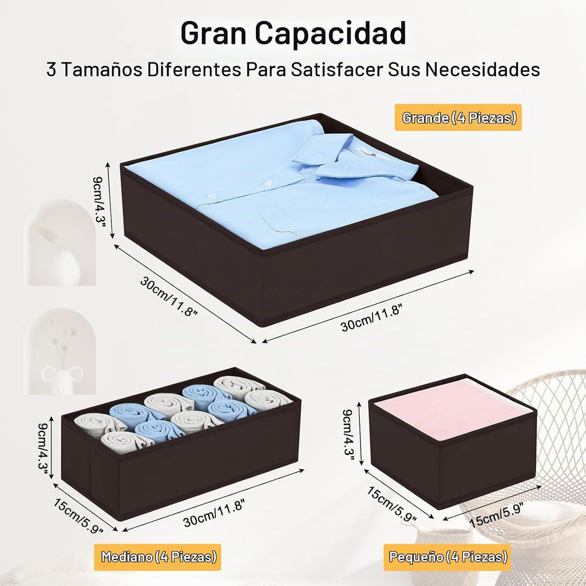 DIMJ Organizador de cajones de ropa, paquete de 12 organizadores de...