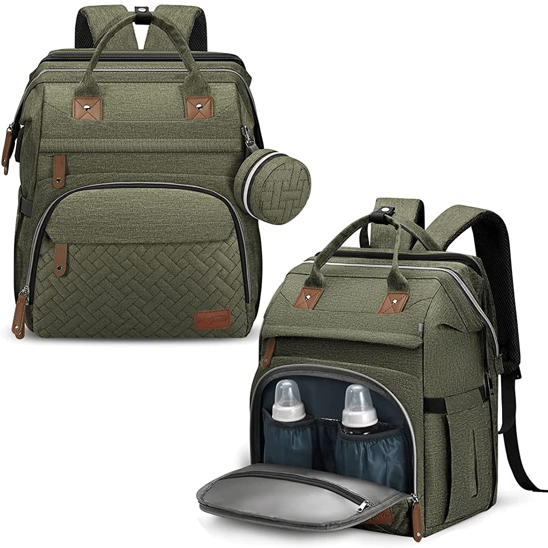 DERJUNSTAR Mochila para pañales, bolsa grande para bebé con cambiad...