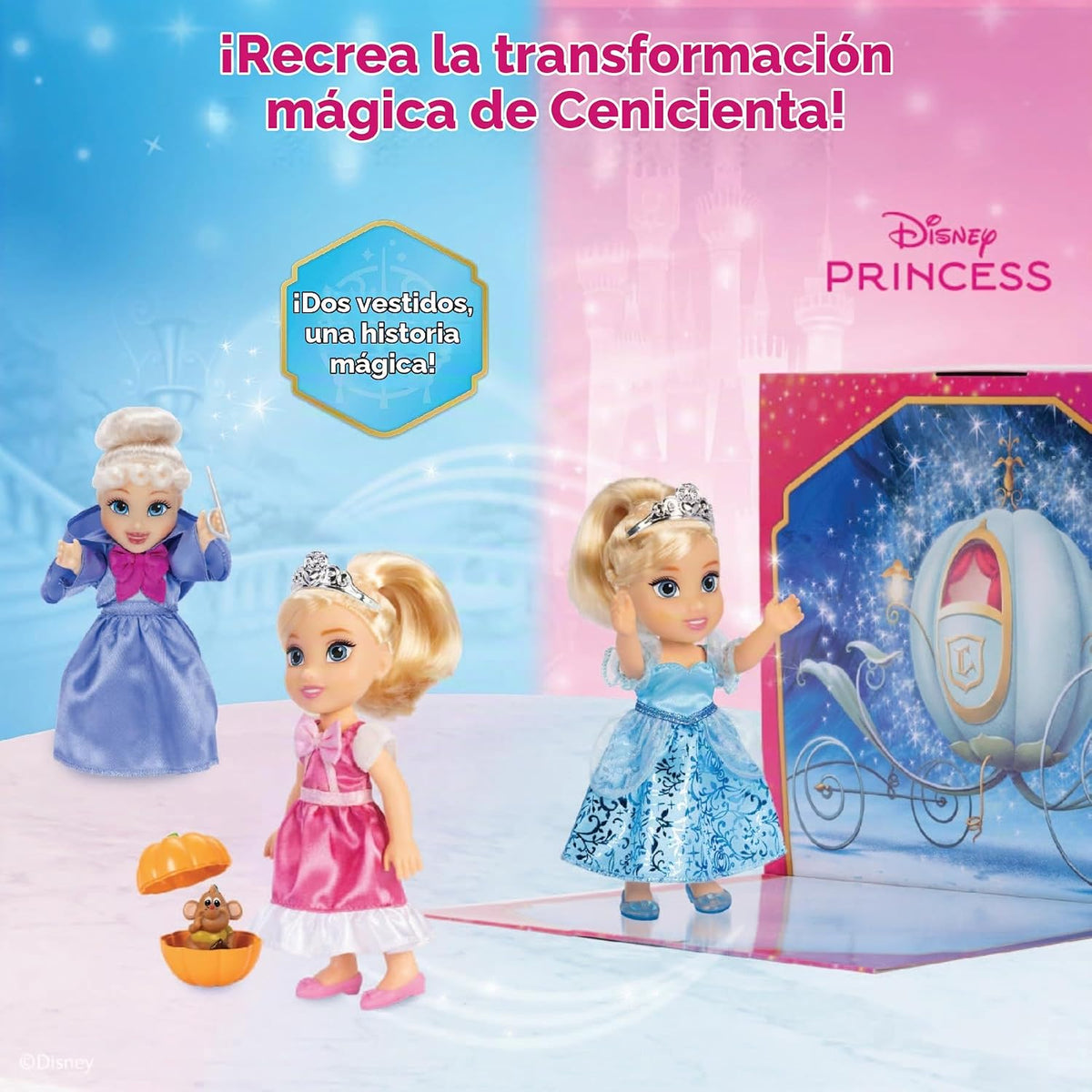 Disney Princess Cenicienta y Hada Madrina Juego de 8 piezas de muñe...