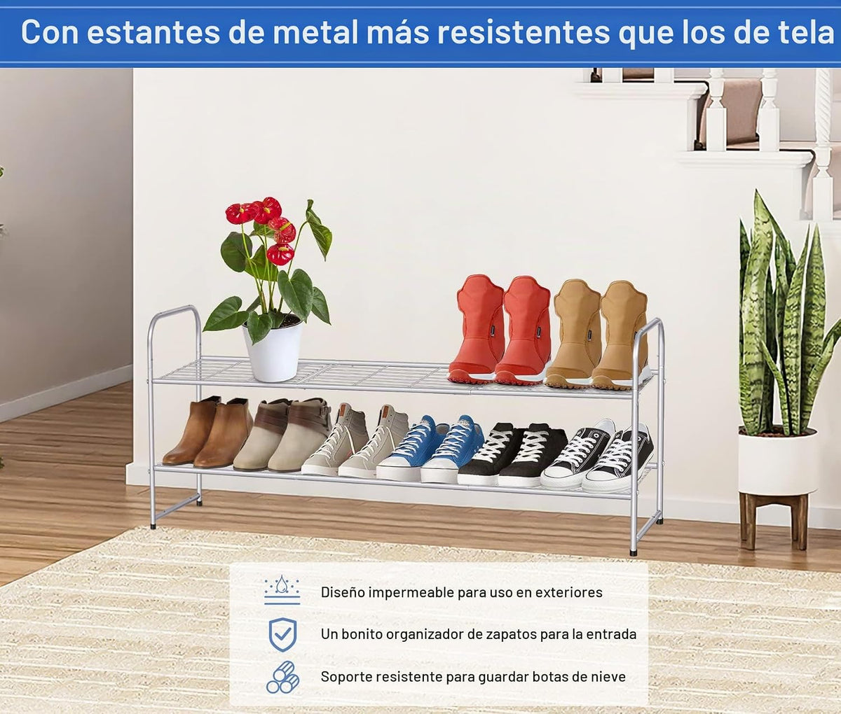 KEETDY - Estante para zapatos de 2 niveles largo para clóset, organ...