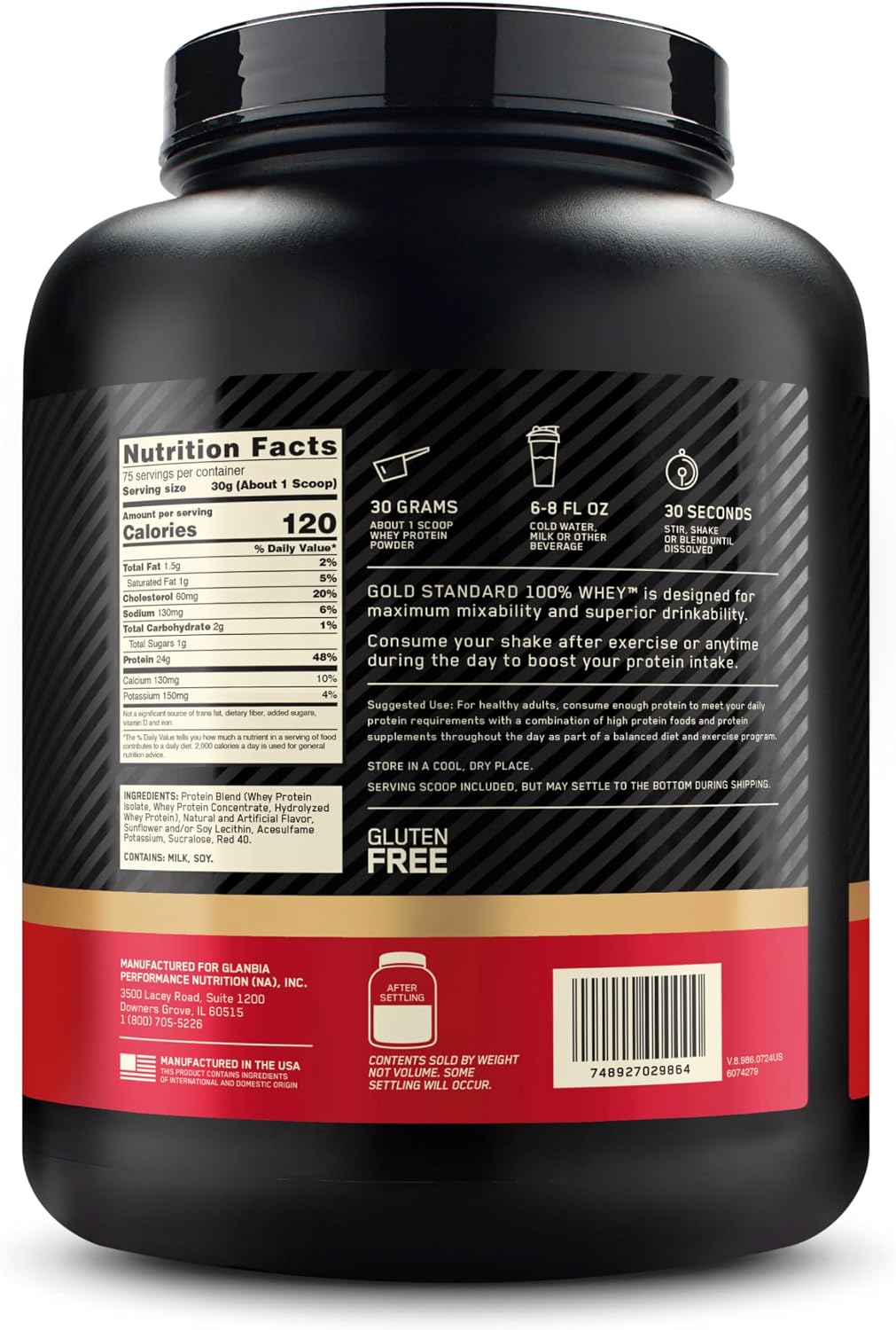 Optimum Nutrition Estándar dorado 100% Proteína de Suero de Leche e...