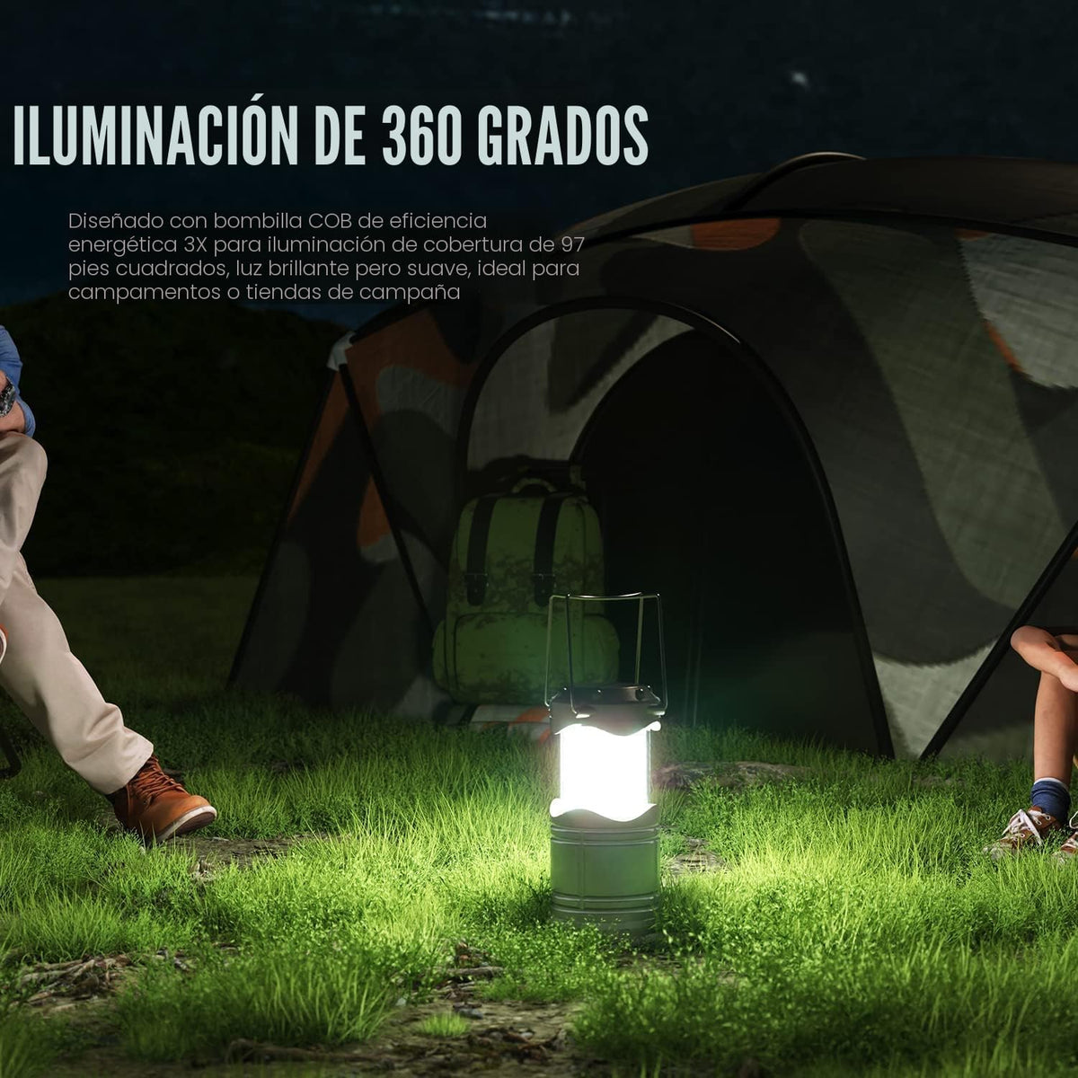 Lichamp Linterna LED para campamento, paquete de 4 linternas alimen...