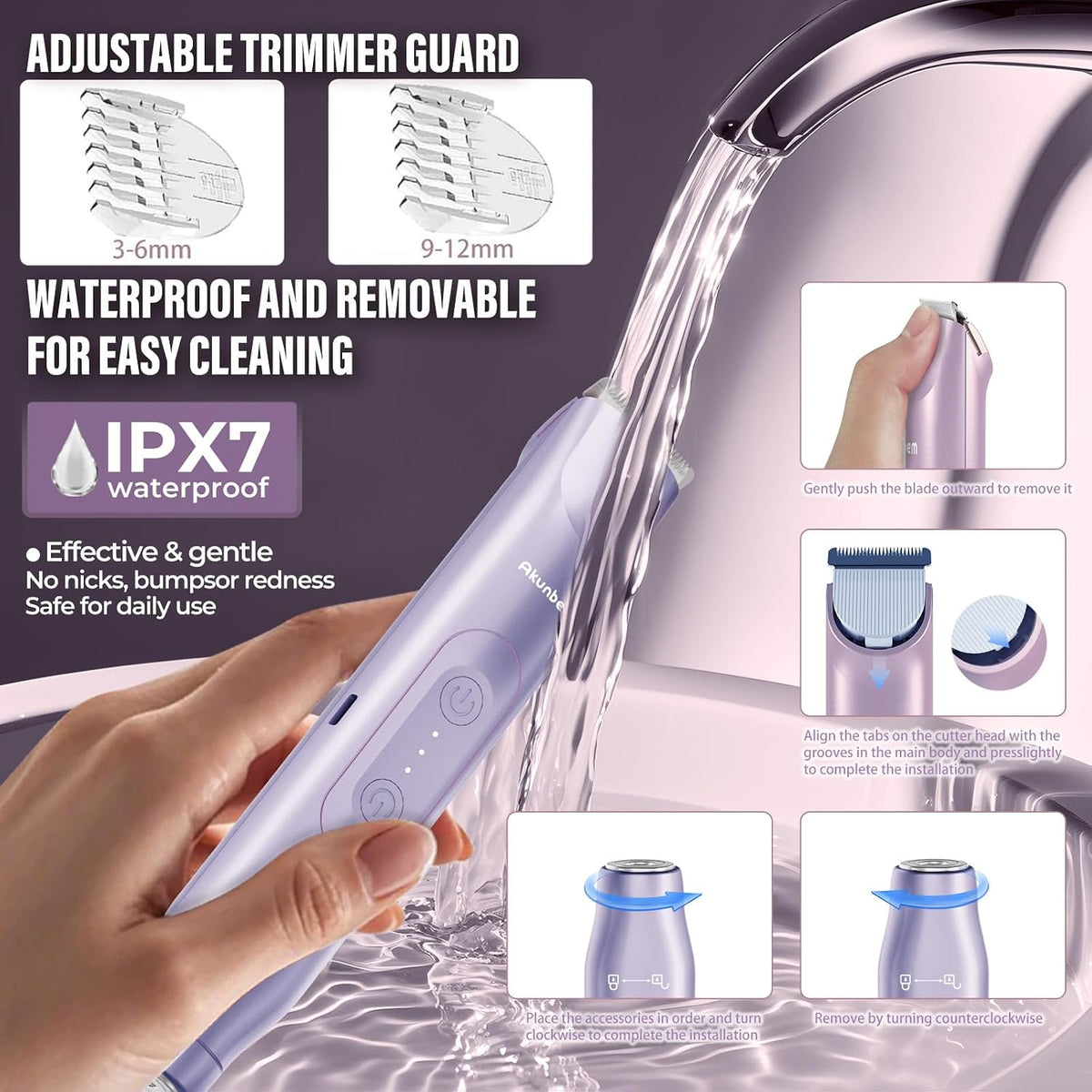 Akunbem Bikini Trimmer para Mujer Afeitadora Eléctrica 2 en 1 para...
