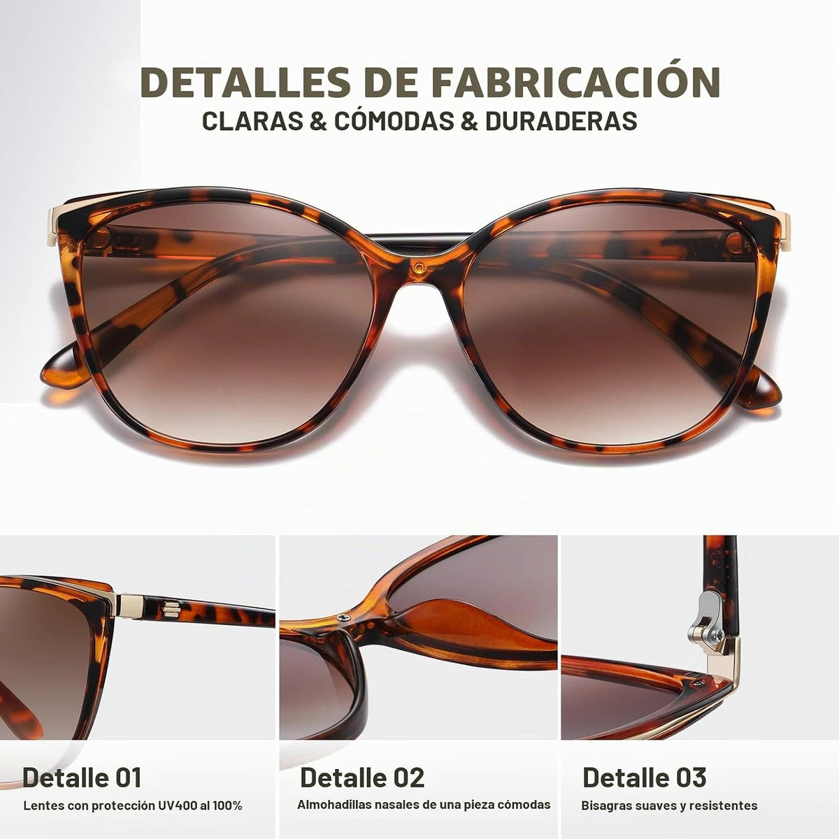 Colrea Gafas de Sol Modernas con Forma de Ojo de Gato para Mujer, E...