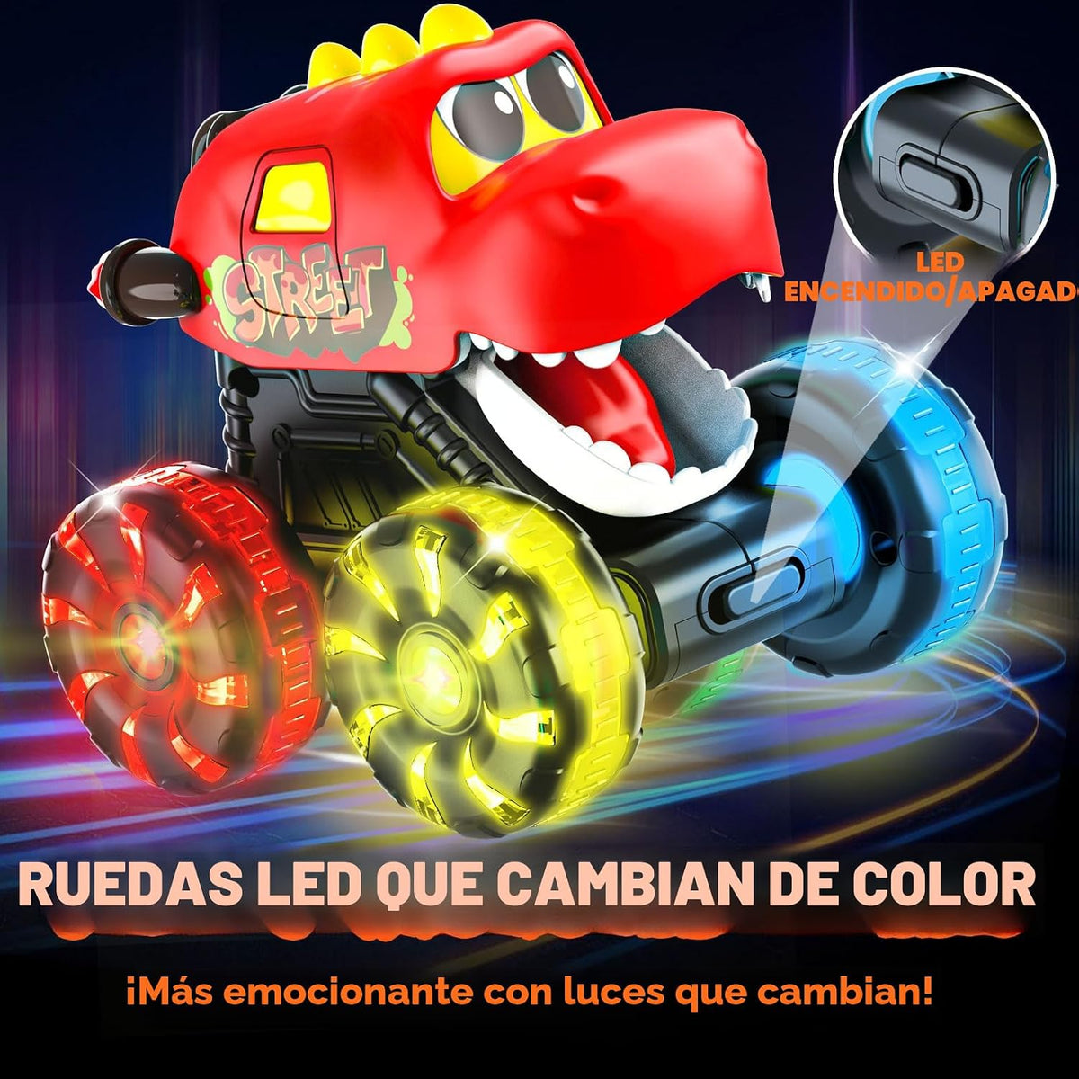 Monster Truck Toys Coches de dinosaurio, autos iluminados para niño...