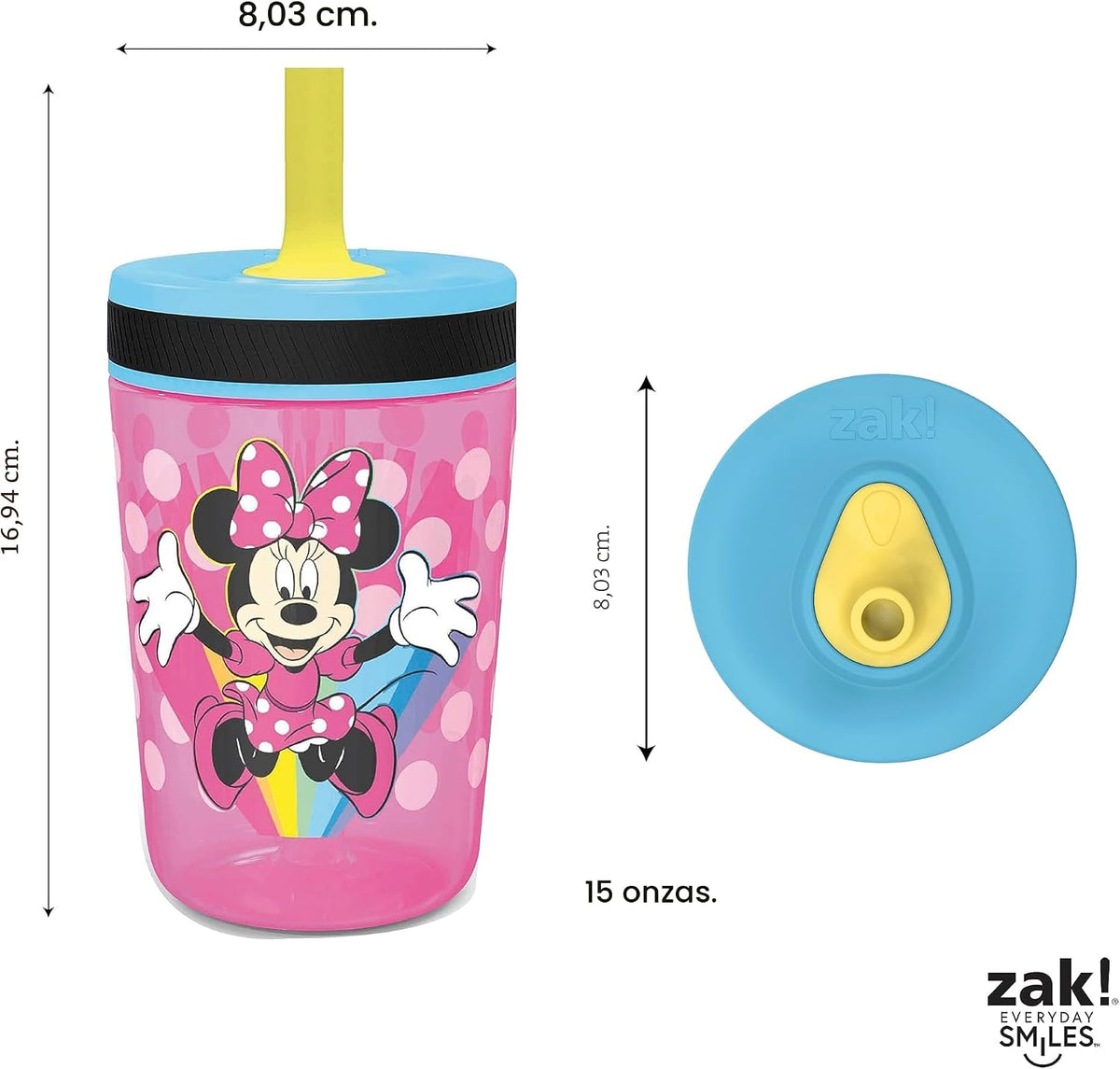 Zak Designs - Juego de vasos Disney Kelso de 15 onzas (Ratón Minnie...