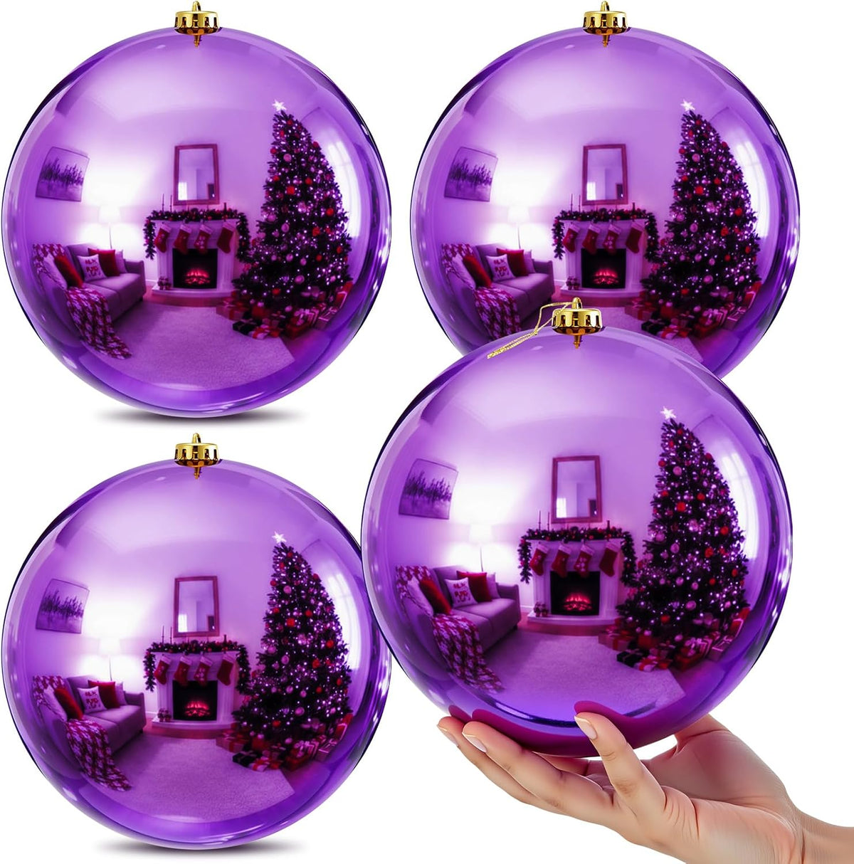 Zubebe 4 piezas Adornos de bola de Navidad extra grandes de 8"...