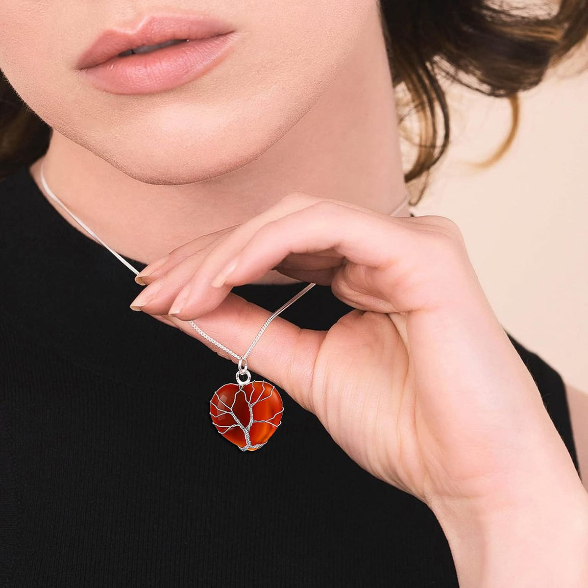 Bestyle Collar de cristal curativo envuelto en árbol de la vida, co...