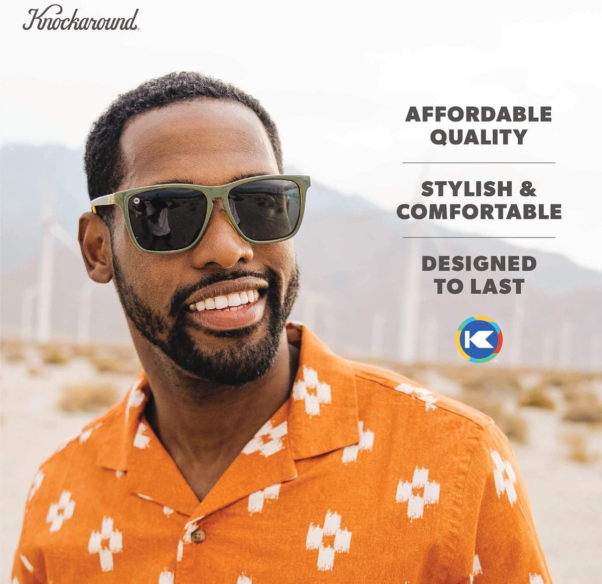 Knockaround Gafas de sol polarizadas cuadradas para hombres y mujer...