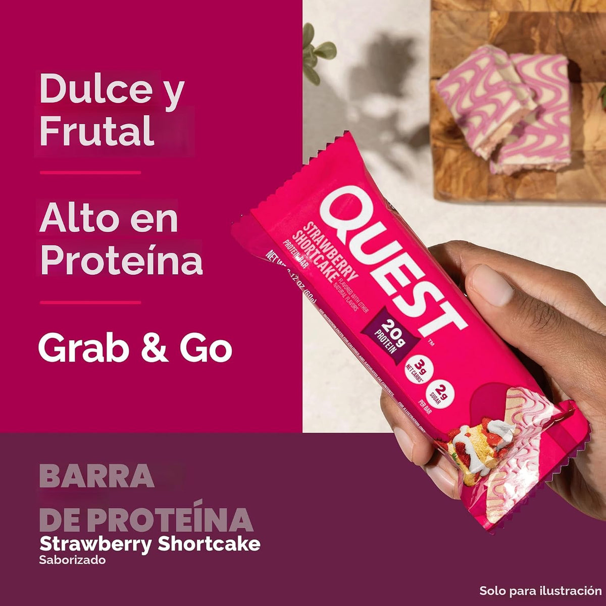 Quest Nutrition Barras de proteínas, pastel de fresa, 0.71 onzas de...