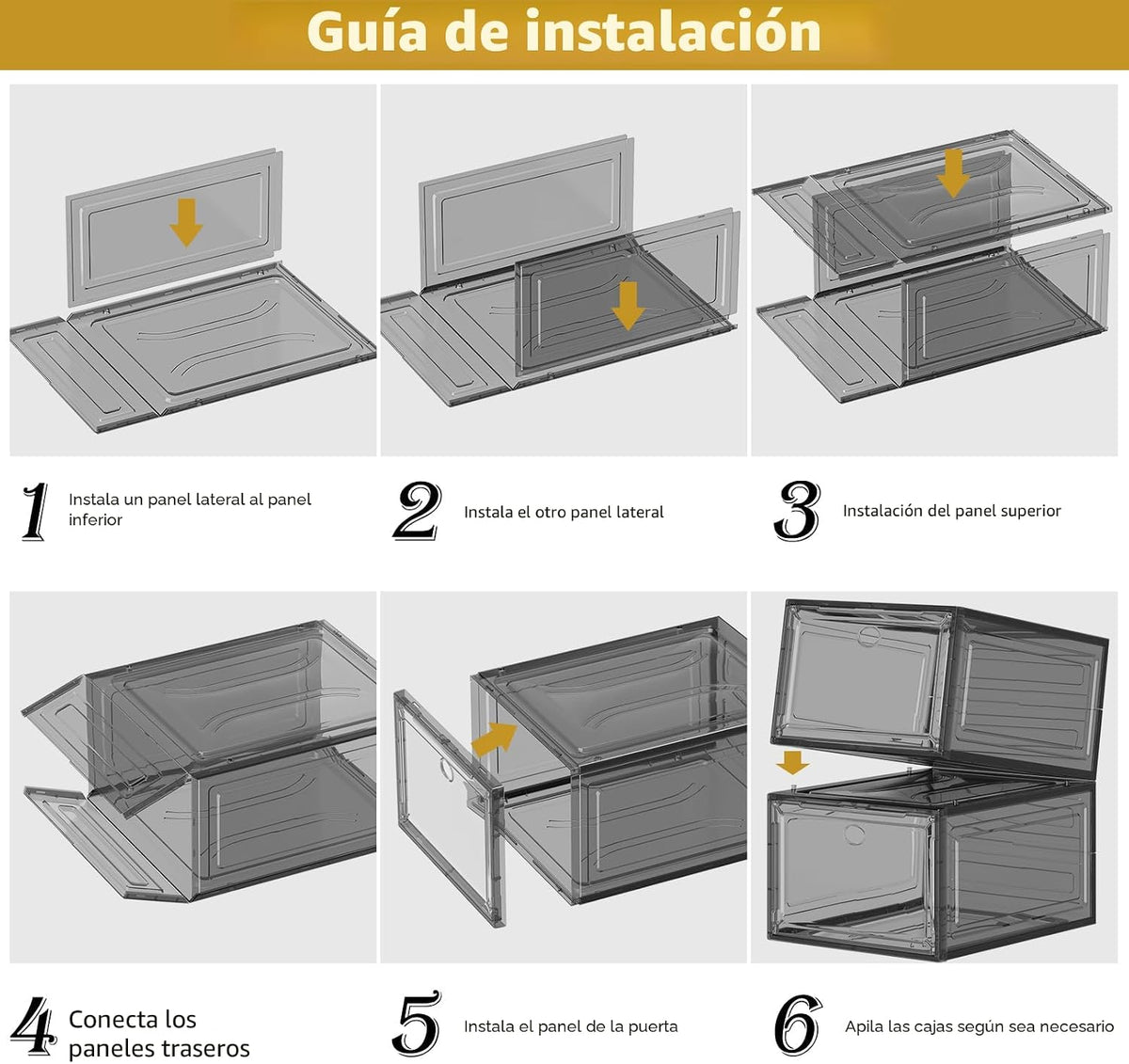 Paquete de 12 organizadores de zapatos, cajas de almacenamiento api...