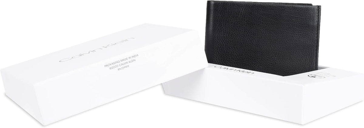 Calvin Klein Billetera plegable minimalista de cuero RFID para homb...
