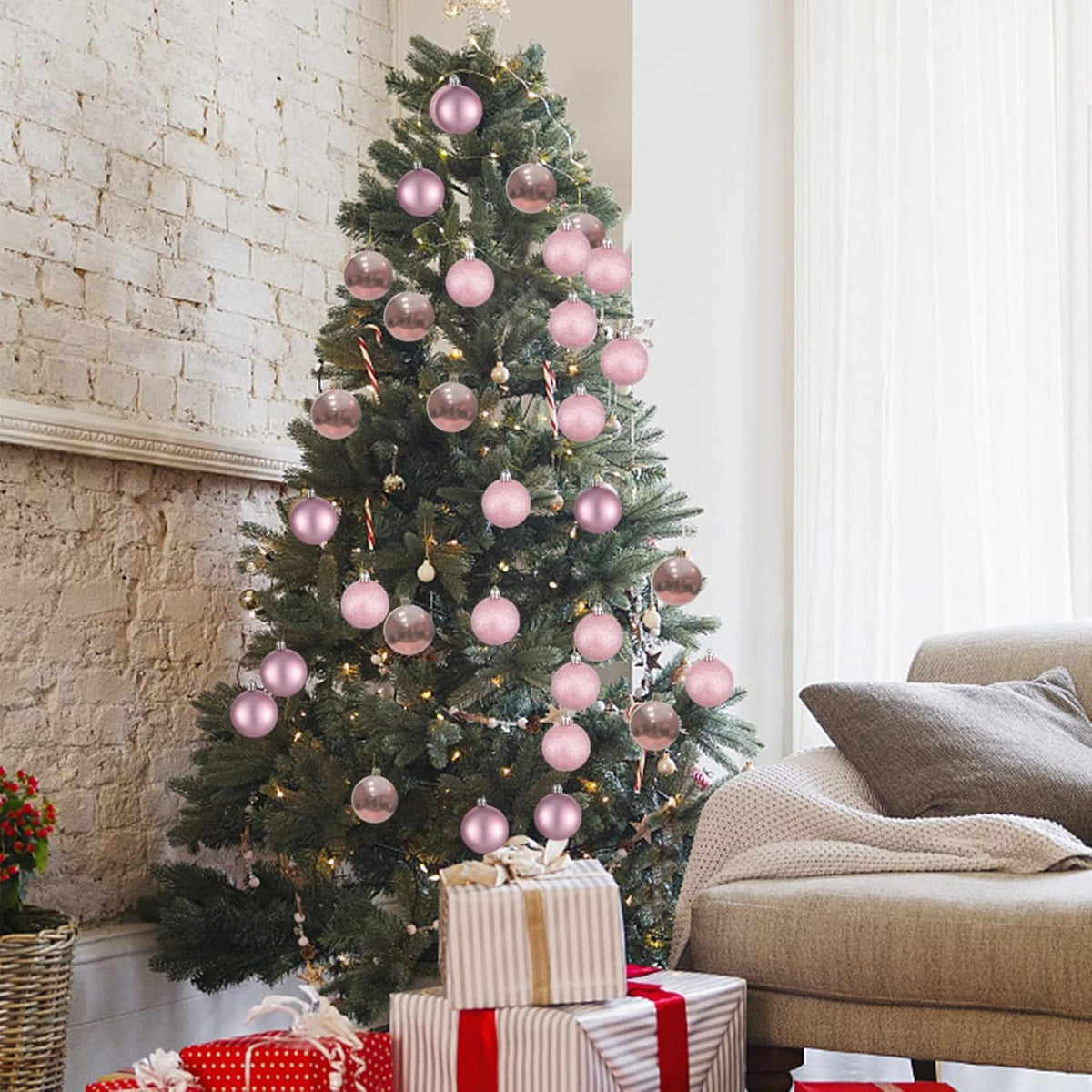 Adornos de bola de Navidad de 30 quilates, decoración de árbol de N...