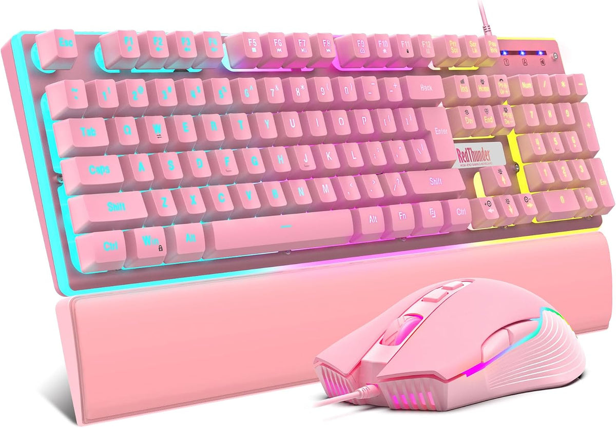 RedThunder K10 - Juego de teclado y mouse y reposamuñecas con cable...