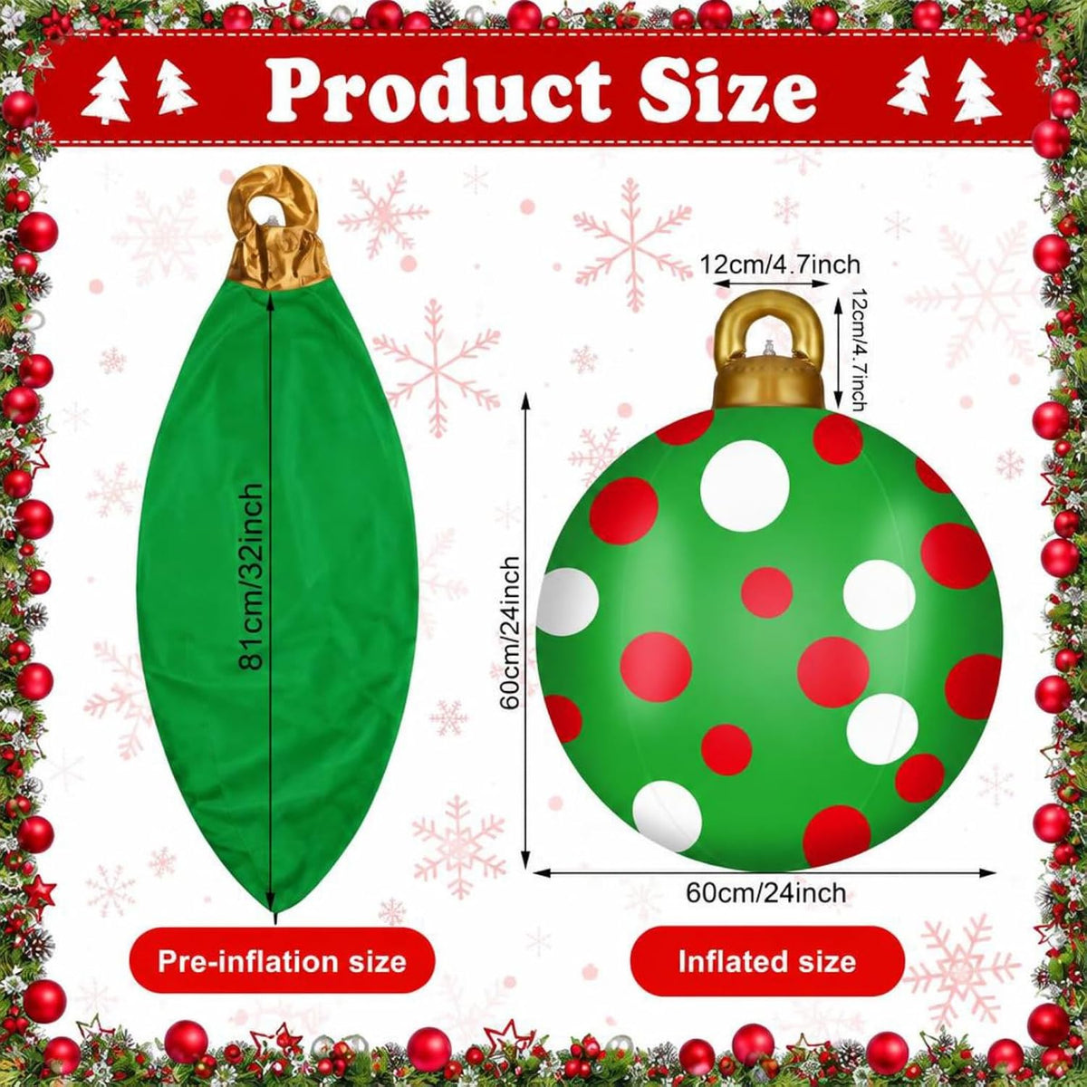 Jetec 2 adornos inflables de Navidad de 32 pulgadas, rojo, verde, b...