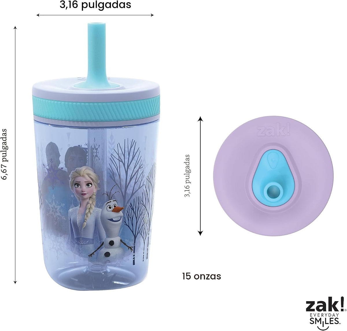 Zak Designs Disney Frozen II Movie Kelso - Juego de vasos de Kelso,...