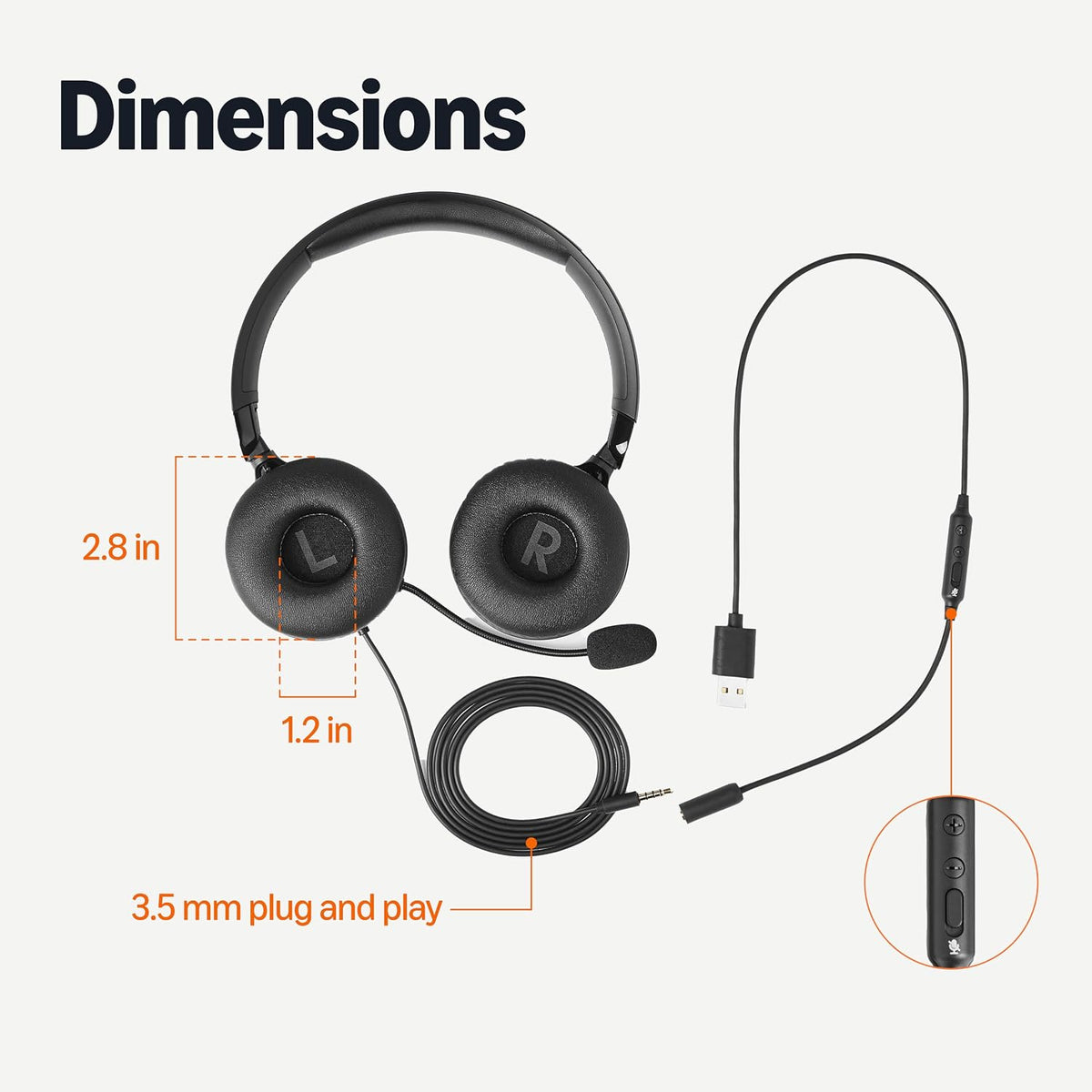 Amazon Basics Auriculares con cable para computadora con micrófono...