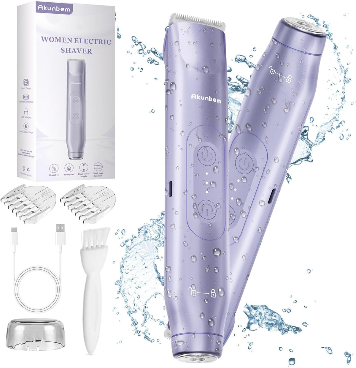 Akunbem Bikini Trimmer para Mujer Afeitadora Eléctrica 2 en 1 para...