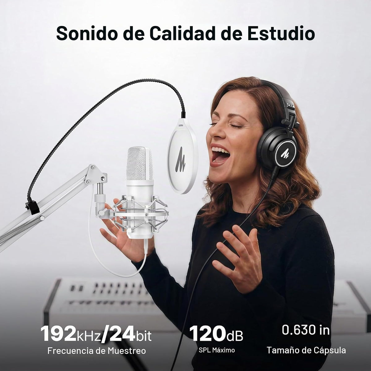 MAONO Micrófono de condensador XLR\/USB blanco A04 Gen2 para grabac...