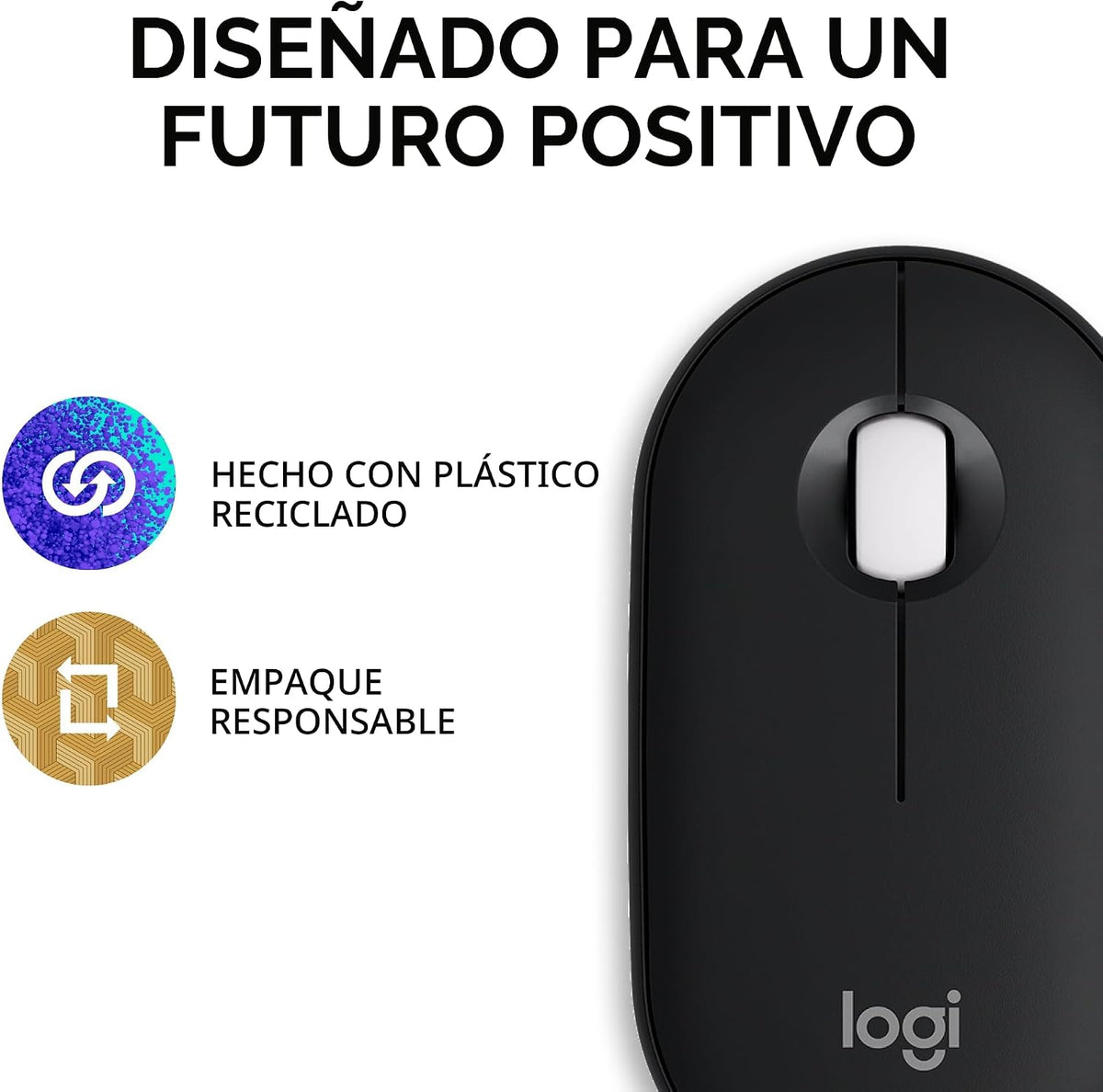 Ratón inalámbrico Bluetooth Logitech M350s Pebble 2 - Negro | Delga...