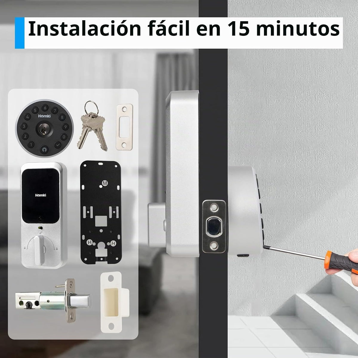 Cerradura de puerta de entrada sin llave con teclado, cerraduras de...