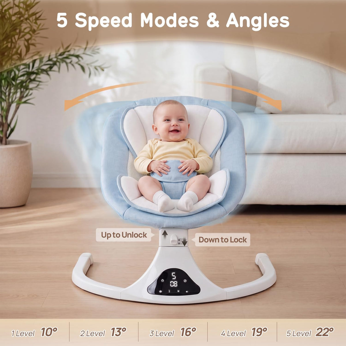 Columpio eléctrico para bebé con control remoto, 5 velocidades, por...