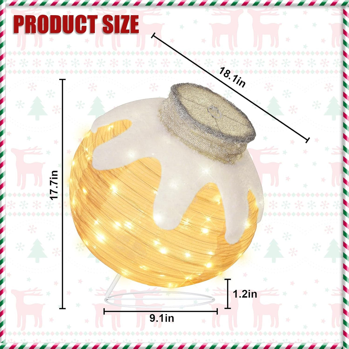 Tngan 1 adorno de Navidad iluminado para exteriores, 80 LED, color...